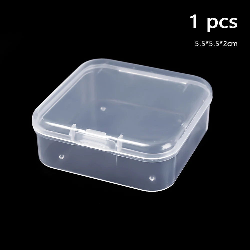 Clear Storage Container Transparent Plastic Storage Boxes with Hinged Lid Square Packaging Display Box Jewelry DIY Crafts