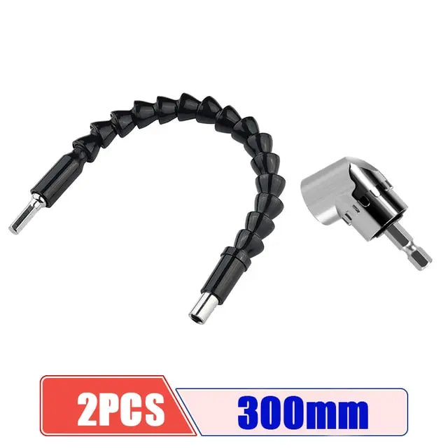 105 Degree Right Angle Drill Attachment and Flexible Angle Extension Bit Kit for Drill Screwdriver Socket Adapter Tools