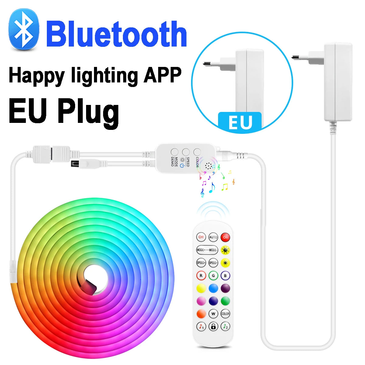 Bluetooth WIFI Led strip 5m 3m 2m 1m RGB Neon Light work for Tuya Smart Life  220V 110V to 12V fita led lamp home decoration