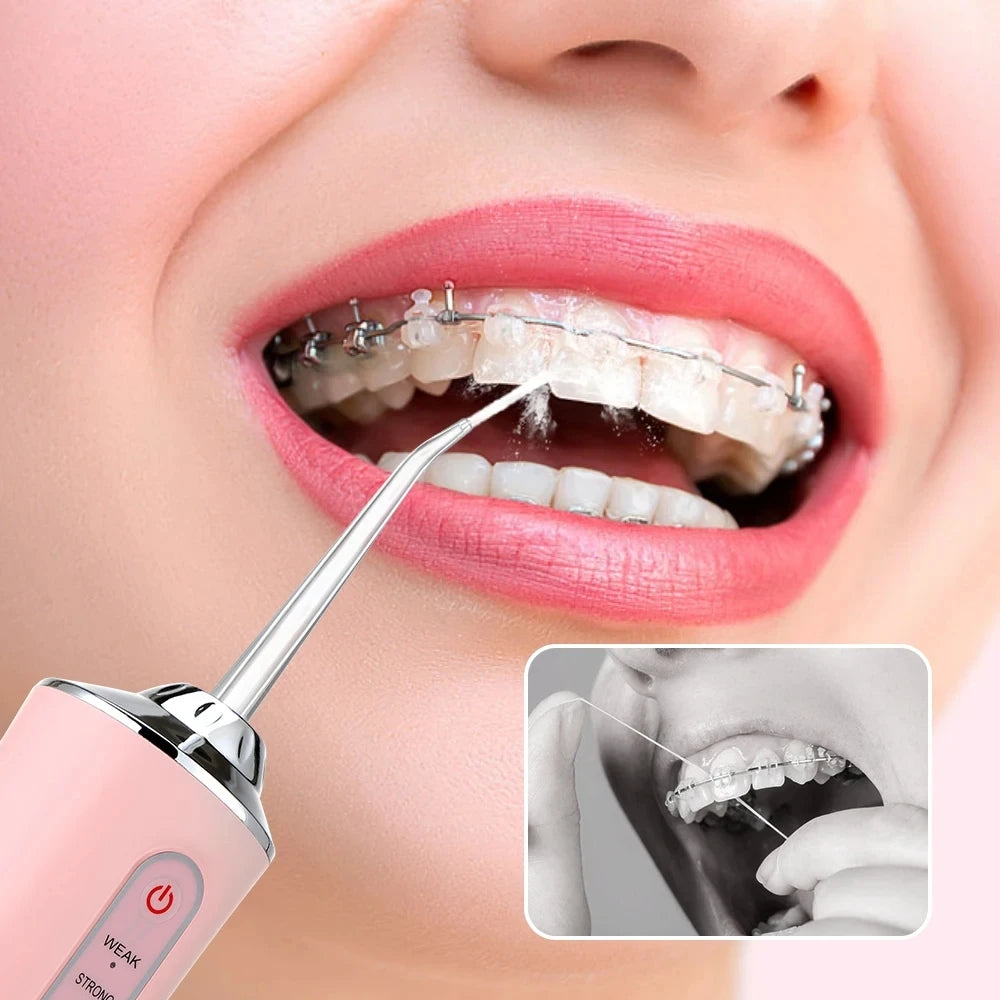 Electric Oral Irrigator Portable Dental Water Flosser Teeth Cleaner Mouth Washing Machine with 4 Jets Oral Hygiene Wireless