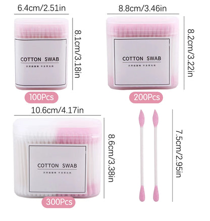 100/200/300Pcs Disposable Double Head Wood Cotton Swab Lipstick Ear Swab Cleaning Cotton Buds Makeup Sticks Cotton Swabs Tools