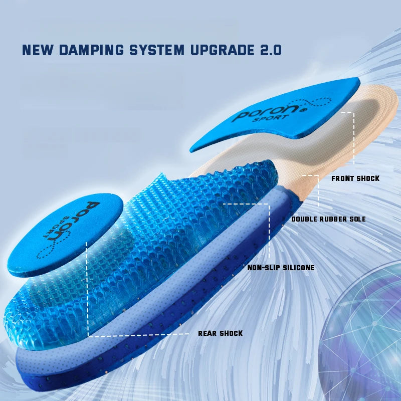 1Pair Sport Silicone Insoles for Shoes High Elastic Shock-absorbing Insole for Feet Arch Support Orthopedic Men Women Shoe Sole