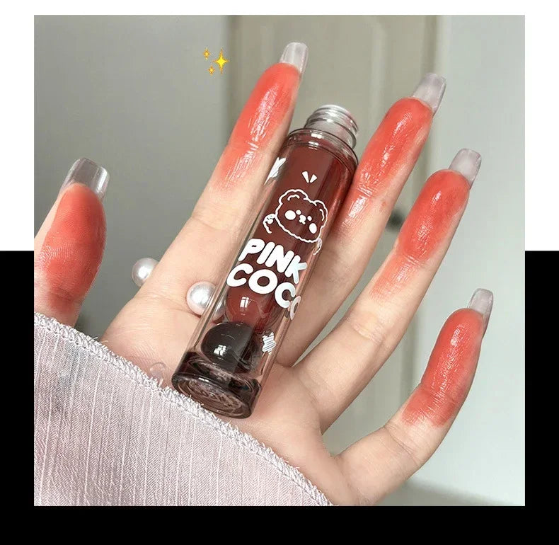 Dark Red Brown Mirror Lip Glaze Water Light Moisturizing Non-stick Cup Highly Pigmented Red Liquid Lipstick Lips Makeup Cosmetic
