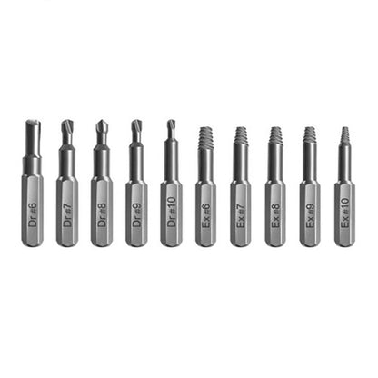 10Pcs 4/6.35mm Damaged Screw Extractor Drill Bit Set