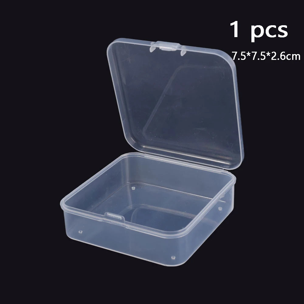 Clear Storage Container Transparent Plastic Storage Boxes with Hinged Lid Square Packaging Display Box Jewelry DIY Crafts