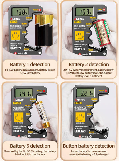 ANENG BT189 Universal Battery Tester 9V AA AAA Button Cell Battery Tester Detectors LCD Battery Indicator Gauge Checker  Tools