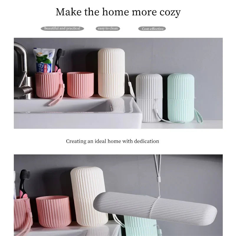 Travel Portable Toothbrush Cup Bathroom Toothpaste Holder Storage Case Box Organizer Travel Toiletries Storage Cup New Creative
