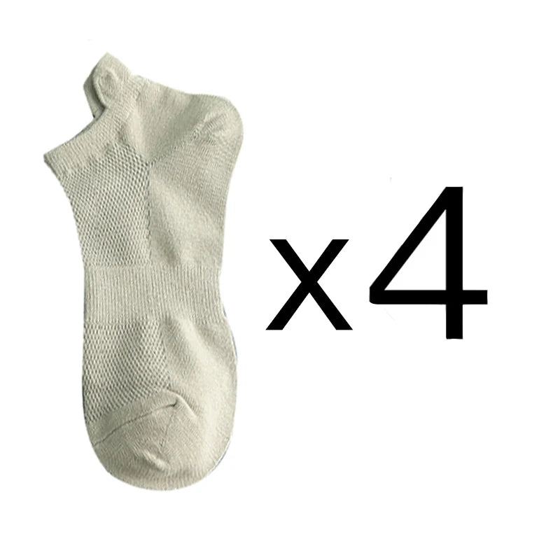 4 Pairs Man Cotton Short Socks Fashion Breathable Mesh Men Comfortable Casual Ankle Sock Pack Male Street Fashions
