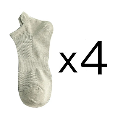 4 Pairs Man Cotton Short Socks Fashion Breathable Mesh Men Comfortable Casual Ankle Sock Pack Male Street Fashions