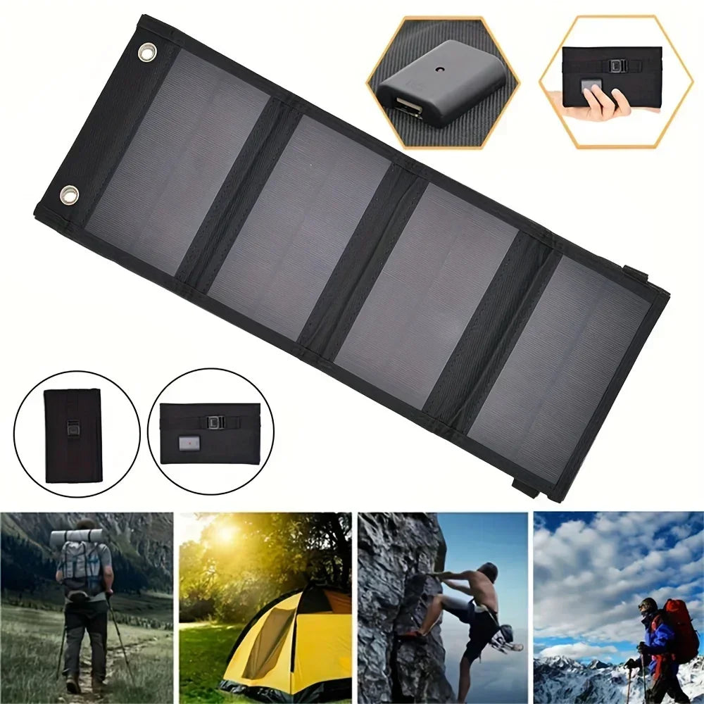 Portable Solar Panel USB 12V Charger Mobile Phone Folding Kit Foldable Outdoor Camping Power Bank For iPhone Charging Battery