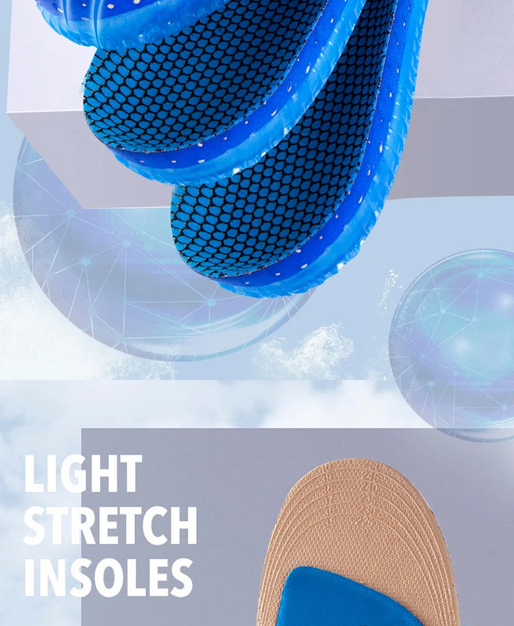 1Pair Sport Silicone Insoles for Shoes High Elastic Shock-absorbing Insole for Feet Arch Support Orthopedic Men Women Shoe Sole
