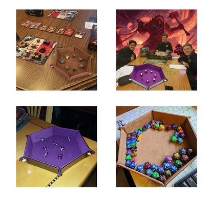 1pc Hexagonal Dice Tray and Miscellaneous Storage Box Board Game Dice Tray Accessories Leather Dice Tower