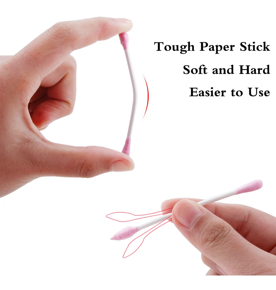 100/200/300Pcs Disposable Double Head Wood Cotton Swab Lipstick Ear Swab Cleaning Cotton Buds Makeup Sticks Cotton Swabs Tools