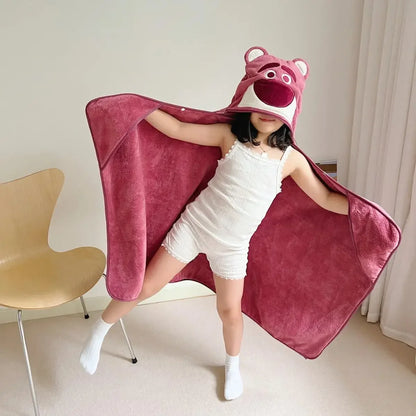 Cute Baby Hooded Bath Towel for Children Super Soft Absorbent Bathrobe Cartoon Blanket Quickdry Sleepwear for Infant Newborn