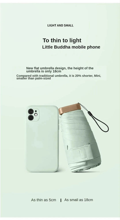 55% Off Mini Sun Umbrella Small Pocket Rain Umbrella Vinyl Folding UV Ultraviolet Protection Sun Shade Pocket Parasol Capsule