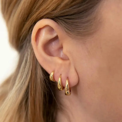 6pcs Fashion Minimalist Chunky Gold Plated Waterdrop Hoop Earrings for Women Smooth C-shaped Water Droplets Earrings JewelryGift