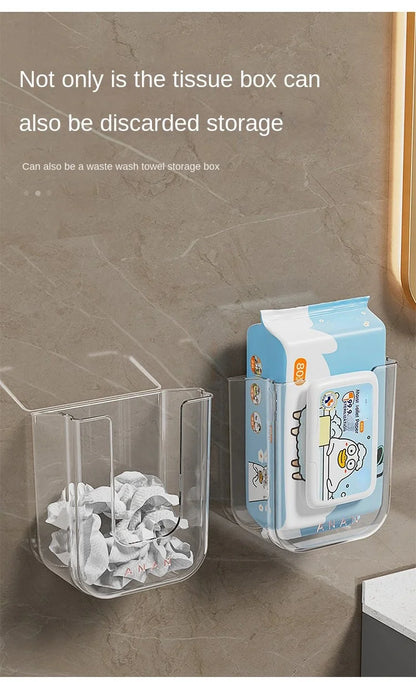 Bathroom non perforated wall mounted wet tissue storage box with large opening and strong load-bearing capacity