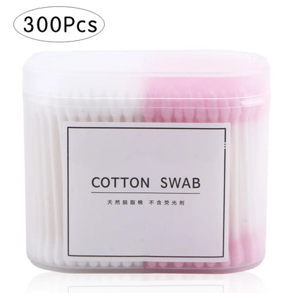 100/200/300Pcs Disposable Double Head Wood Cotton Swab Lipstick Ear Swab Cleaning Cotton Buds Makeup Sticks Cotton Swabs Tools