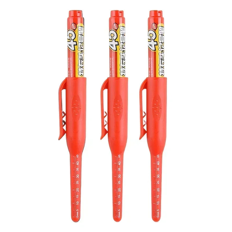 12-1Pcs Multi-Purpose 45mm Deep Drill Hole Long Nibs Waterproof Marker Pens for Bathroom Woodworking Long Head Carpenter Pens