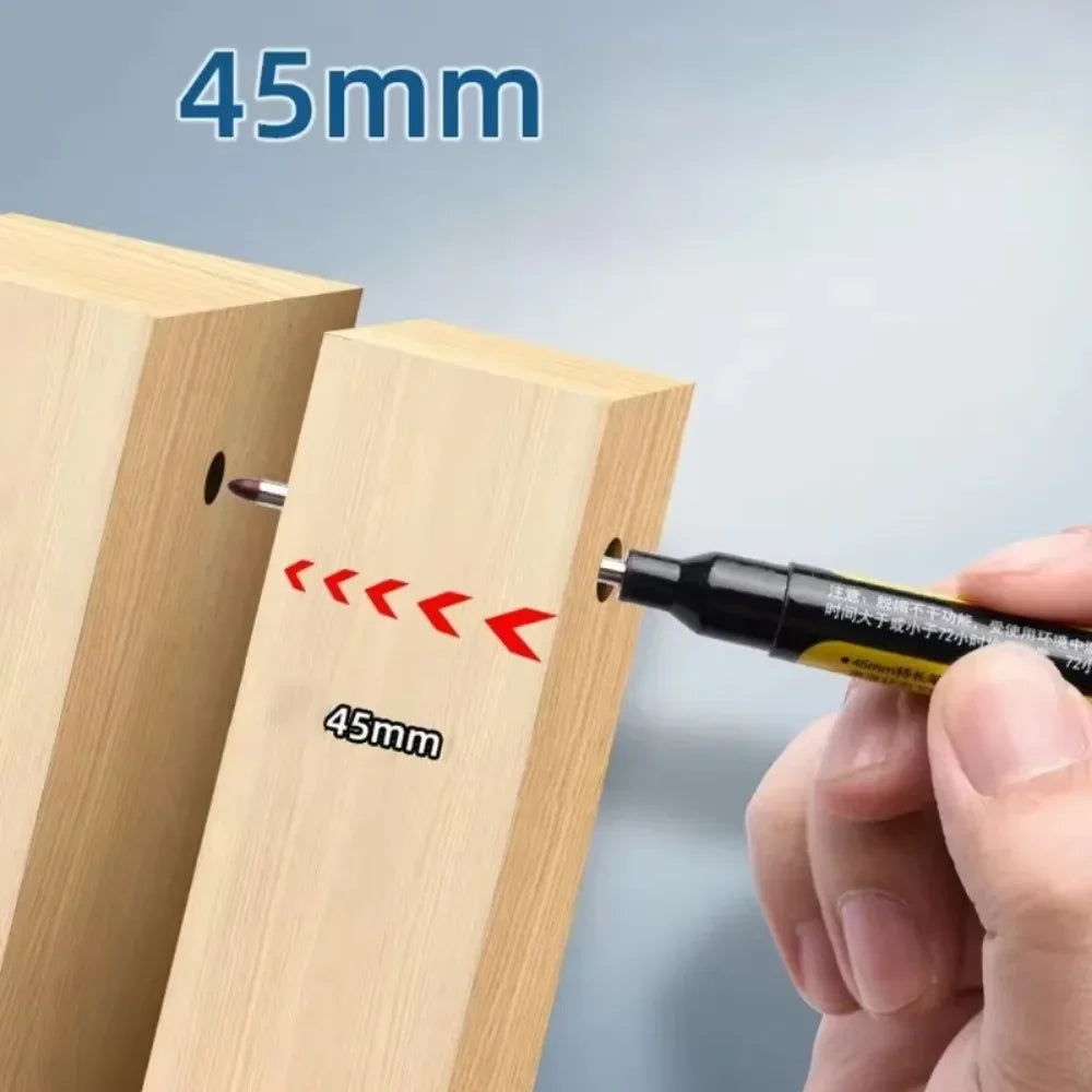 12-1Pcs Multi-Purpose 45mm Deep Drill Hole Long Nibs Waterproof Marker Pens for Bathroom Woodworking Long Head Carpenter Pens