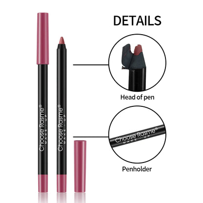 12 pcs Lip Liner Pencil Set Matte Lipliner Pencil Lipstick Waterproof Long Lasting Nude Contour Lipstick Pen Lip Tint Cosmetics