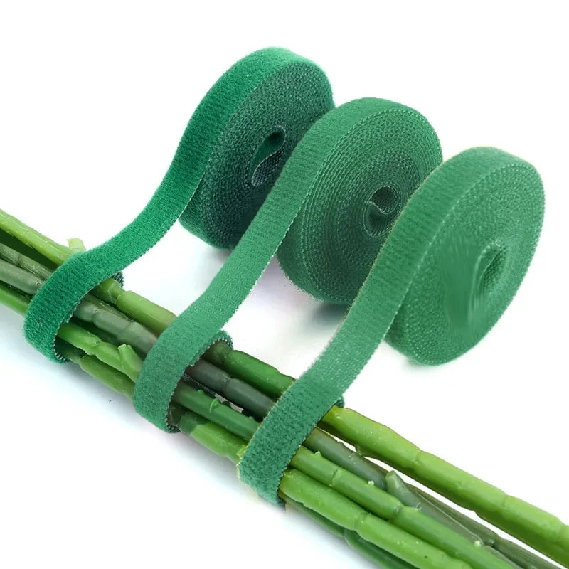 100/2M Plant Nylon Cable Tie Green Garden Twine Self Adhesive Adjustable Plants Bandage Hook Loop Support Reusable Fastener Tape