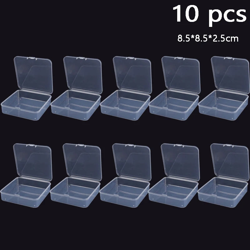 Clear Storage Container Transparent Plastic Storage Boxes with Hinged Lid Square Packaging Display Box Jewelry DIY Crafts