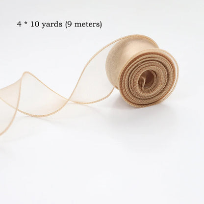 10Yards/Roll Sheer Chiffon Ribbon Organza Satin Ribbons For Gift Wrapping Decoration Wedding Bouquets Wreath Sewing Supplies