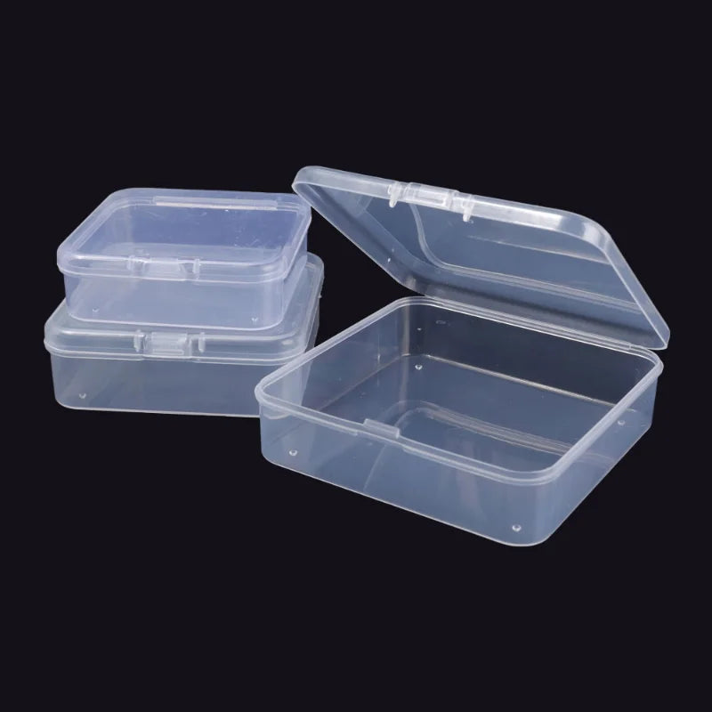 Clear Storage Container Transparent Plastic Storage Boxes with Hinged Lid Square Packaging Display Box Jewelry DIY Crafts