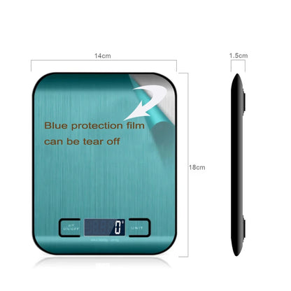 Digital Kitchen Scale 10kg /5kg Stainless Steel Panel Electronic Scales LCD Display Home Food Snacks Weighing Baking Tools