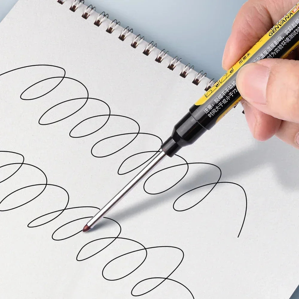 12-1Pcs Multi-Purpose 45mm Deep Drill Hole Long Nibs Waterproof Marker Pens for Bathroom Woodworking Long Head Carpenter Pens