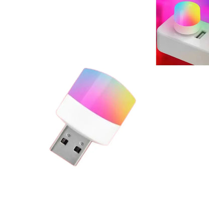 100-10PCS Portable Mini Night Lights Colorful USB Plug Lamp Power Bank Charging LED Book Light Round Reading Eye Protection Lamp
