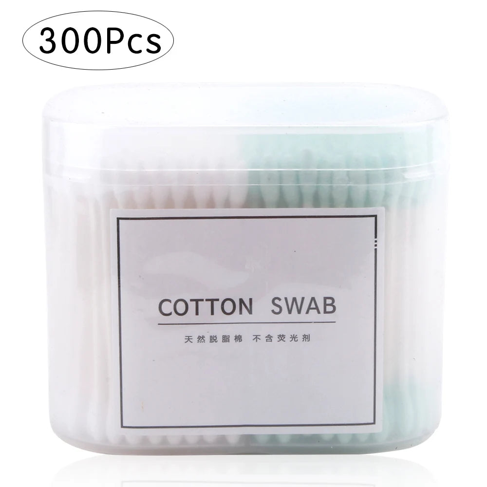 100/200/300Pcs Disposable Double Head Wood Cotton Swab Lipstick Ear Swab Cleaning Cotton Buds Makeup Sticks Cotton Swabs Tools
