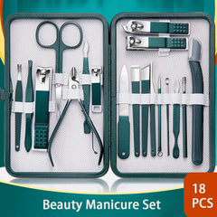 7/10/12/18 Piece Set Professional Nail Care Kit Stainless Steel Manicure & Pedicure Set Nail Clipper Set with Travel Case