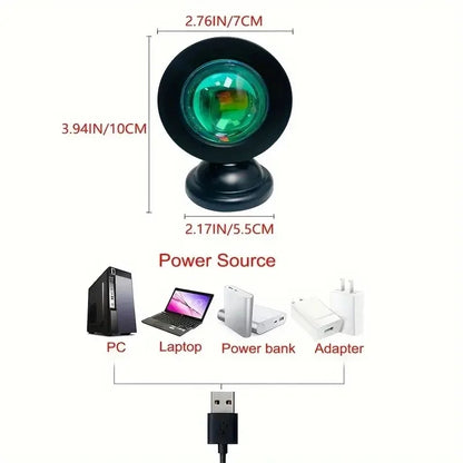 Vibrant Sunset Projection Light - 16-Color Spectrum, USB Remote Control, Dynamic Color Changing LED Light - Creates Warm Home
