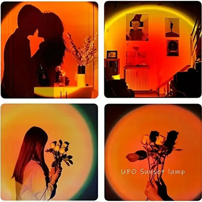 Vibrant Sunset Projection Light - 16-Color Spectrum, USB Remote Control, Dynamic Color Changing LED Light - Creates Warm Home