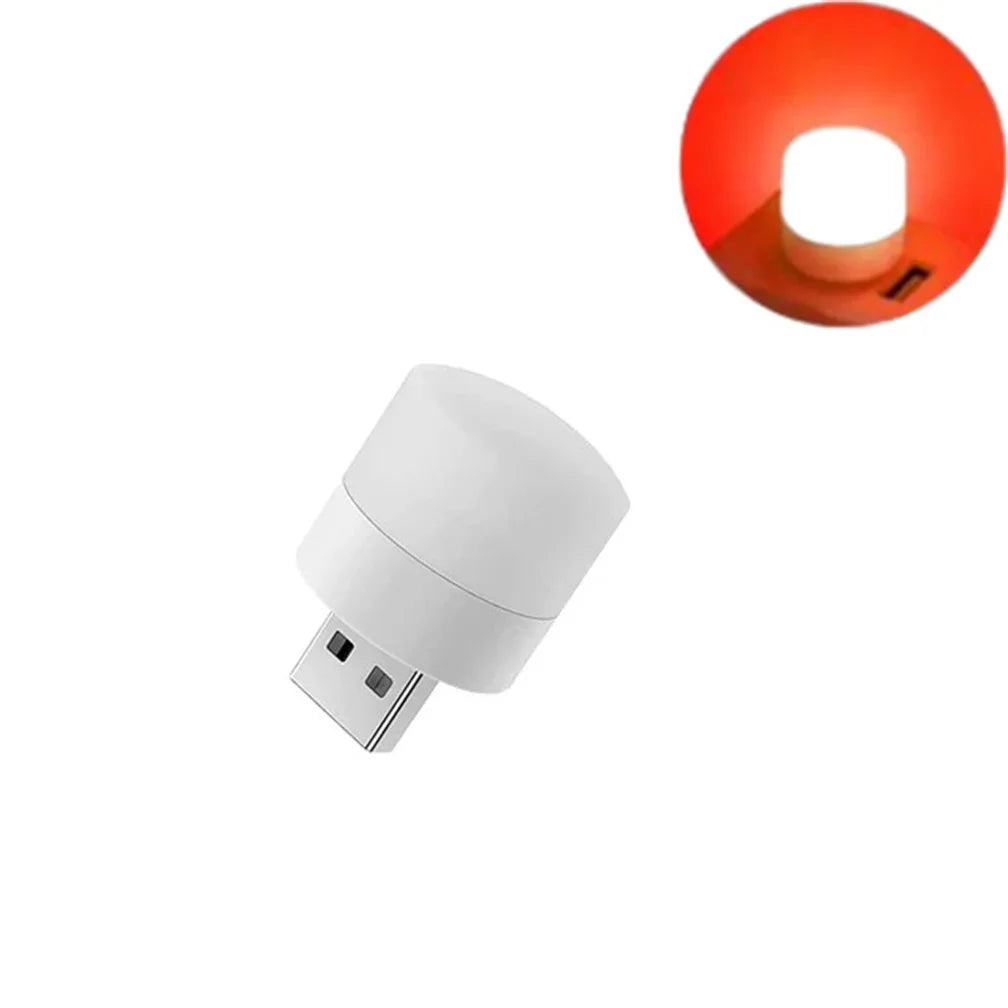100-10PCS Portable Mini Night Lights Colorful USB Plug Lamp Power Bank Charging LED Book Light Round Reading Eye Protection Lamp
