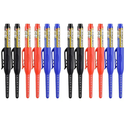 12-1Pcs Multi-Purpose 45mm Deep Drill Hole Long Nibs Waterproof Marker Pens for Bathroom Woodworking Long Head Carpenter Pens