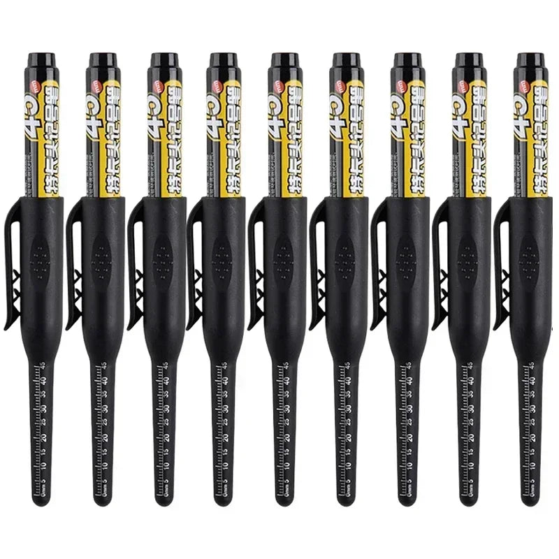 12-1Pcs Multi-Purpose 45mm Deep Drill Hole Long Nibs Waterproof Marker Pens for Bathroom Woodworking Long Head Carpenter Pens