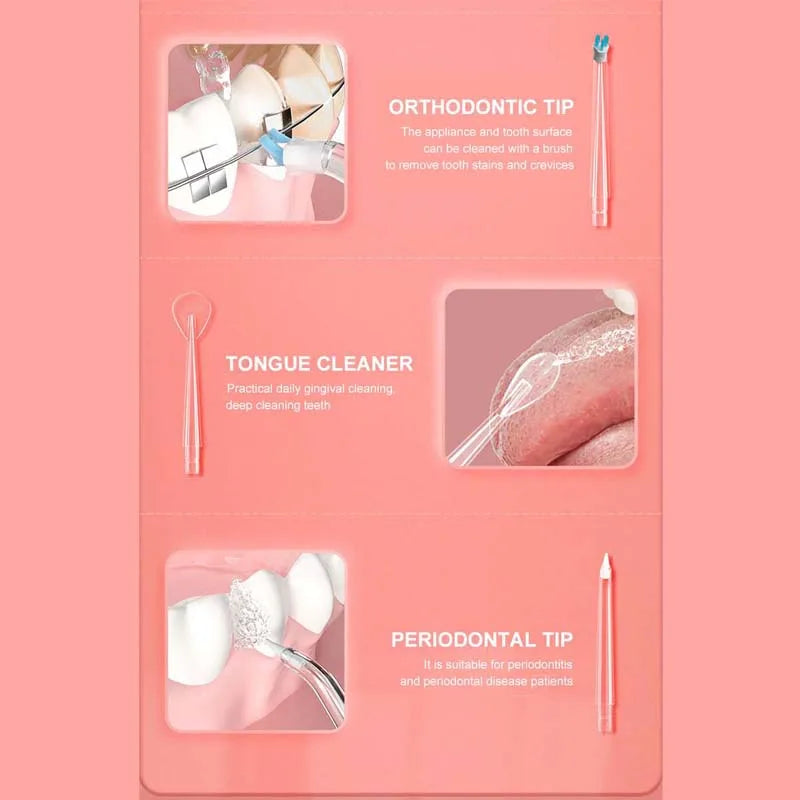 Electric Oral Irrigator Portable Dental Water Flosser Teeth Cleaner Mouth Washing Machine with 4 Jets Oral Hygiene Wireless