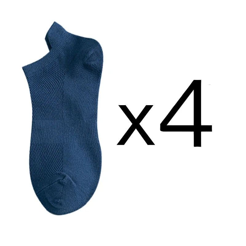 4 Pairs Man Cotton Short Socks Fashion Breathable Mesh Men Comfortable Casual Ankle Sock Pack Male Street Fashions
