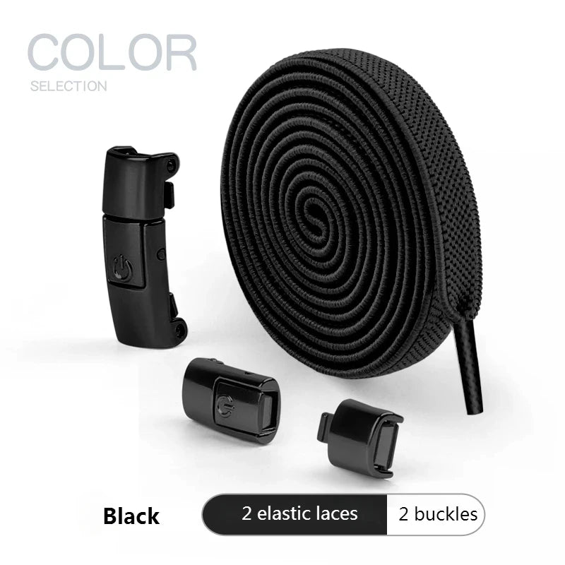 8mm Width No Tie Shoe Laces Press Lock Shoelaces Without Ties