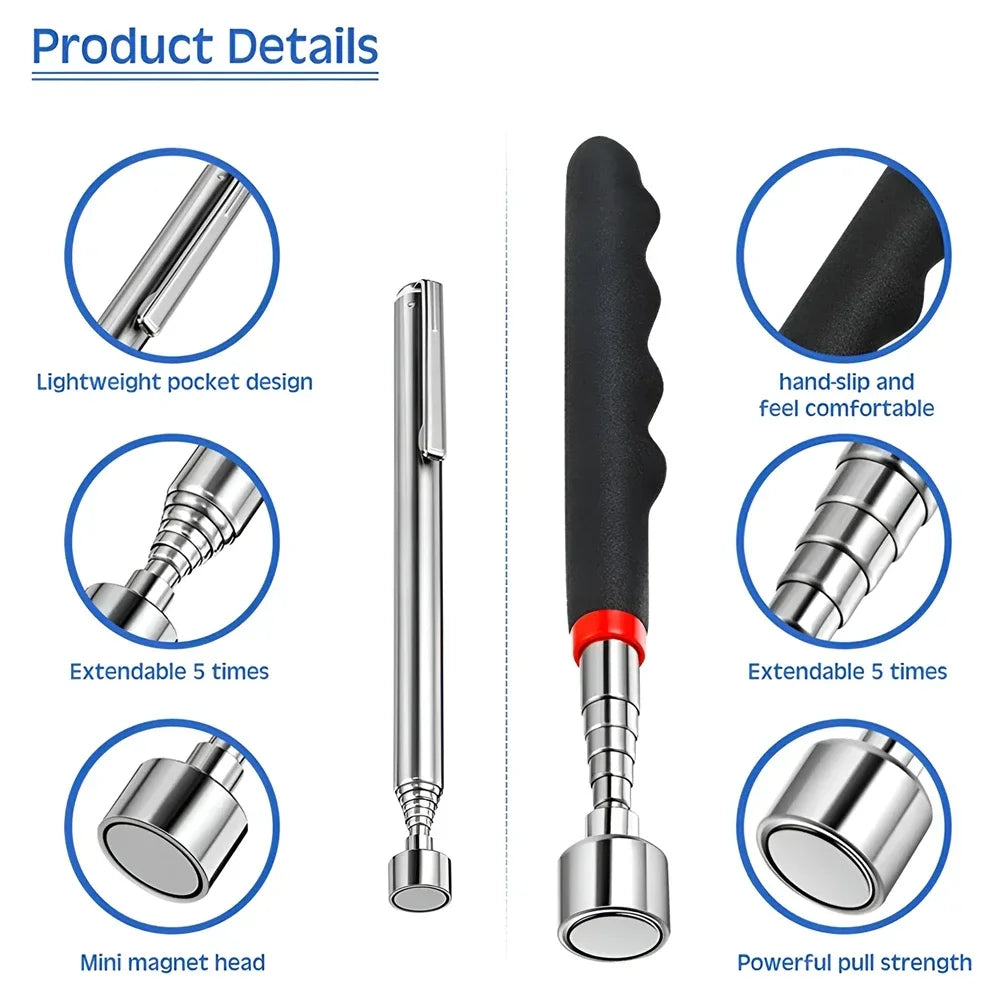 1pc Telescopic Pickup Magnetic Iron Rod Household Automotive Repair and Inspection Tool Strong Magnetic Metal Screw Suction Rod