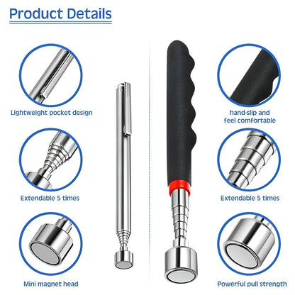 1pc Telescopic Pickup Magnetic Iron Rod Household Automotive Repair and Inspection Tool Strong Magnetic Metal Screw Suction Rod