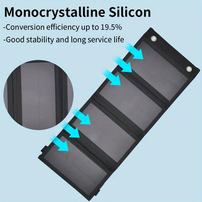 Portable Solar Panel USB 12V Charger Mobile Phone Folding Kit Foldable Outdoor Camping Power Bank For iPhone Charging Battery