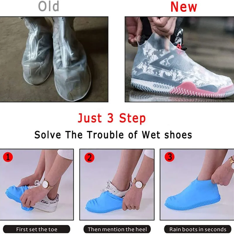 1 Pair Waterproof Non-slip Silicone Shoe High Elastic Wear-resistant Unisex Rain Boots for Outdoor Rainy Day Reusable Shoe Cover