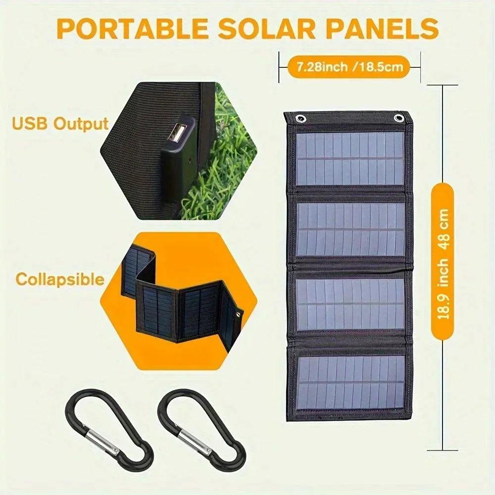 Portable Solar Panel USB 12V Charger Mobile Phone Folding Kit Foldable Outdoor Camping Power Bank For iPhone Charging Battery
