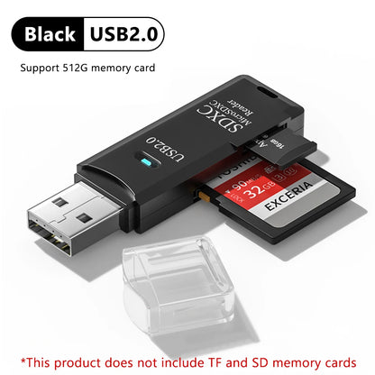 2 In 1 USB 3.0 2.0 Micro SD TF Card Reader High Speed Data Transmission