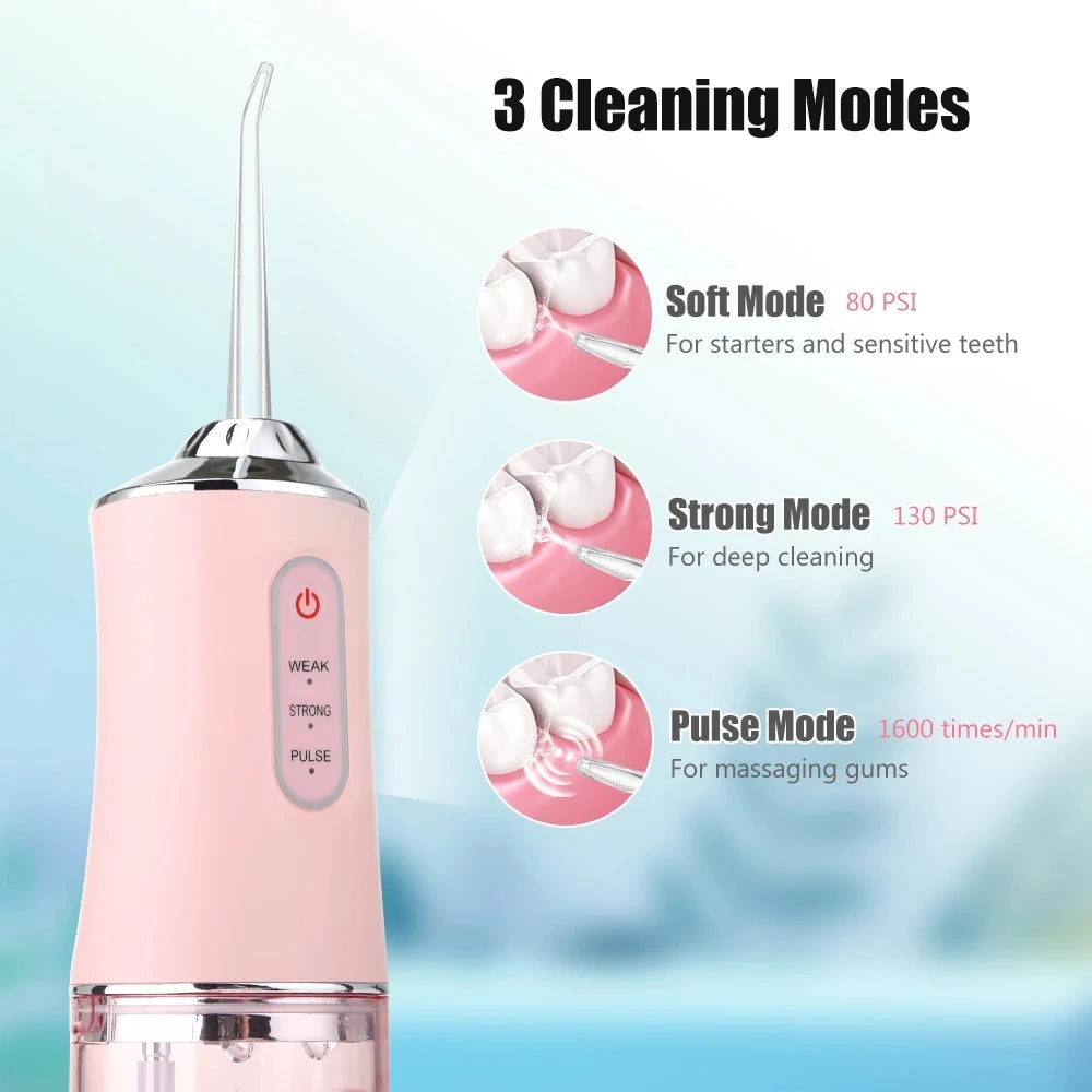 Electric Oral Irrigator Portable Dental Water Flosser Teeth Cleaner Mouth Washing Machine with 4 Jets Oral Hygiene Wireless