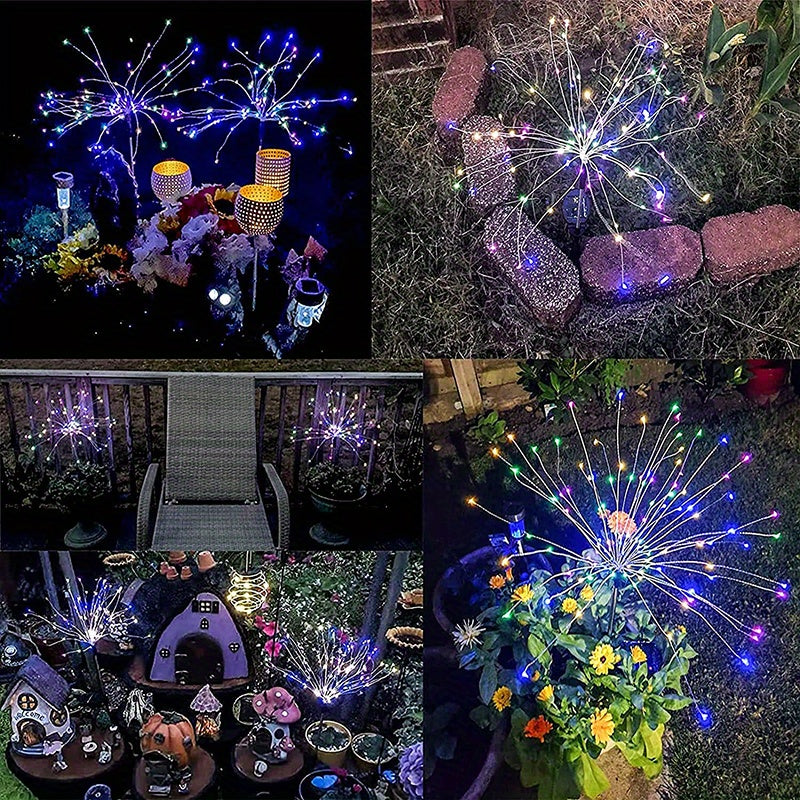 1 Packs Solar Fairy Lights,Waterproof Outdoor Firework Lights,LEDs Garden Flower Light For Garden Christmas Party DIY Decoration
